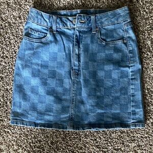 Wild Fable Blue Checkered Denim Mini Skirt